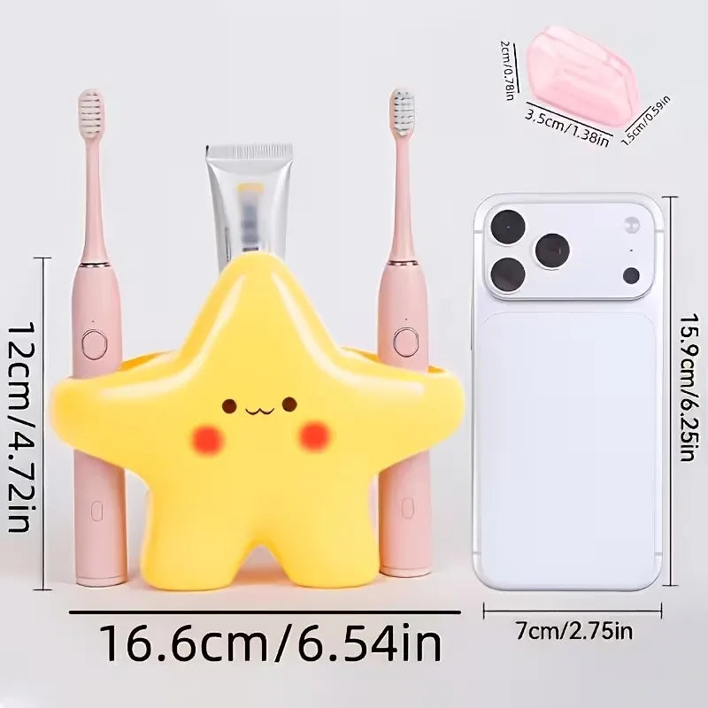 Star Smiling Face Toothbrush Holder | Electric & Manual Toothbrush Holder QXL