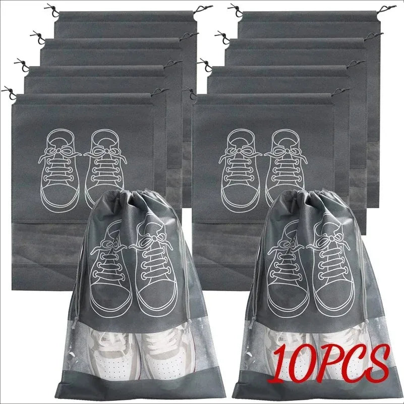 10-Pack Transparent Non-Woven Shoe Storage Bags with Zipper Shoe Storage Bags QXL