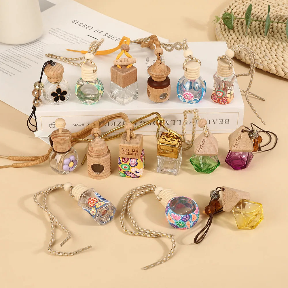 Mini Glass Perfume Vial Pendant | Car Aroma Diffuser 8–12ml Perfume Vial Pendant QXL