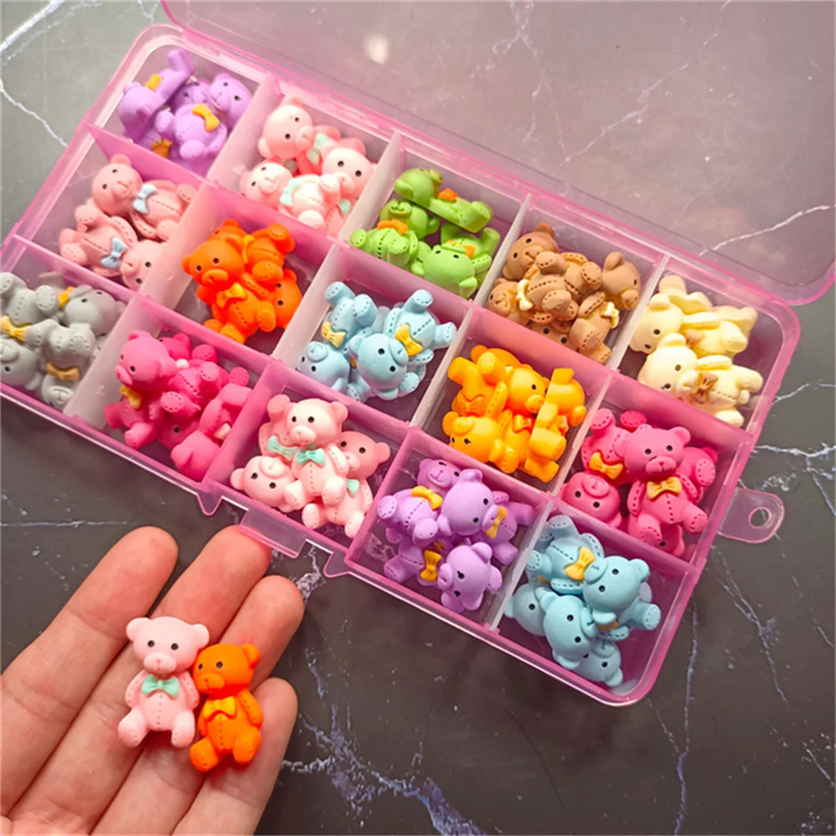 3D Kawaii Bear Nail Art Charms | Mixed Colorful Resin Decor Nail Art Charms QXL 1box