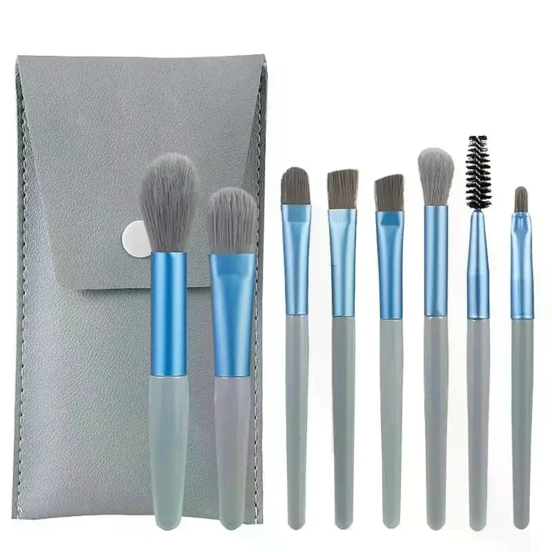 8-Piece Makeup Brush Set with PU Case | Soft Synthetic Bristles Makeup Brush Set QXL
