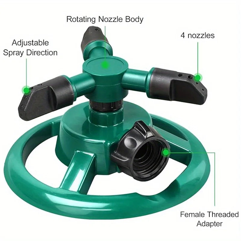 360° Rotating 3-Arm Disc Lawn Sprinkler | Large Area Garden Garden Sprinkler QXL