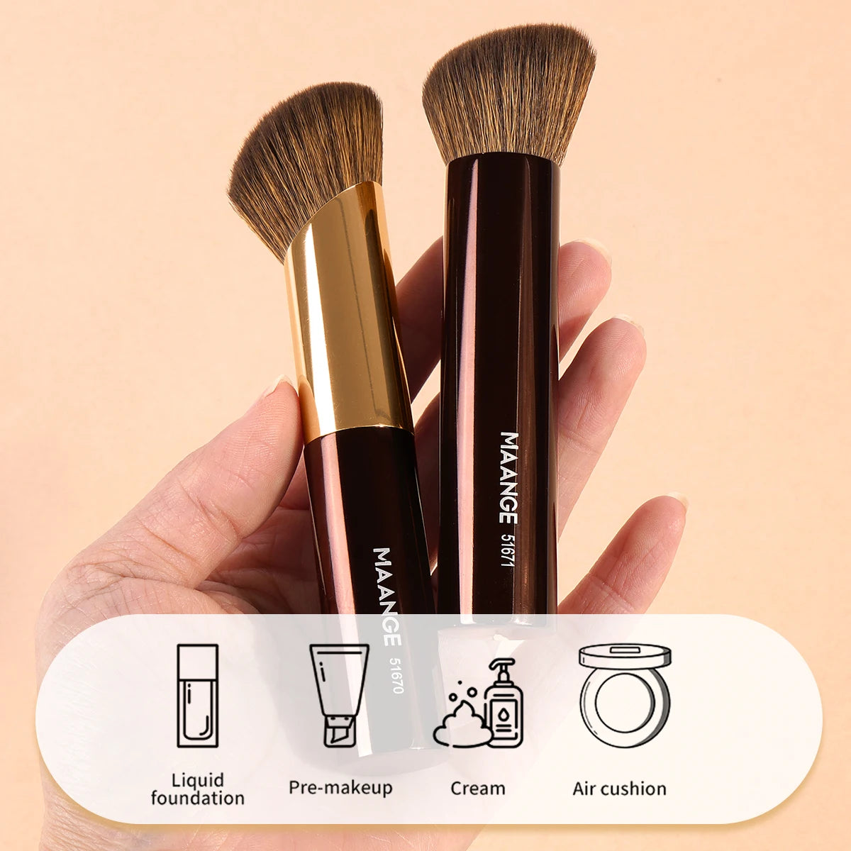 MAANGE 2-Pc Foundation & Contour Sculpting Makeup Brush Set Makeup Brush Set QXL