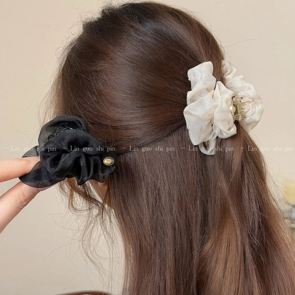 Mesh Pleated Half-Up Shark Claw Clip | Elegant Hair Clip Hair Claw Clip QXL