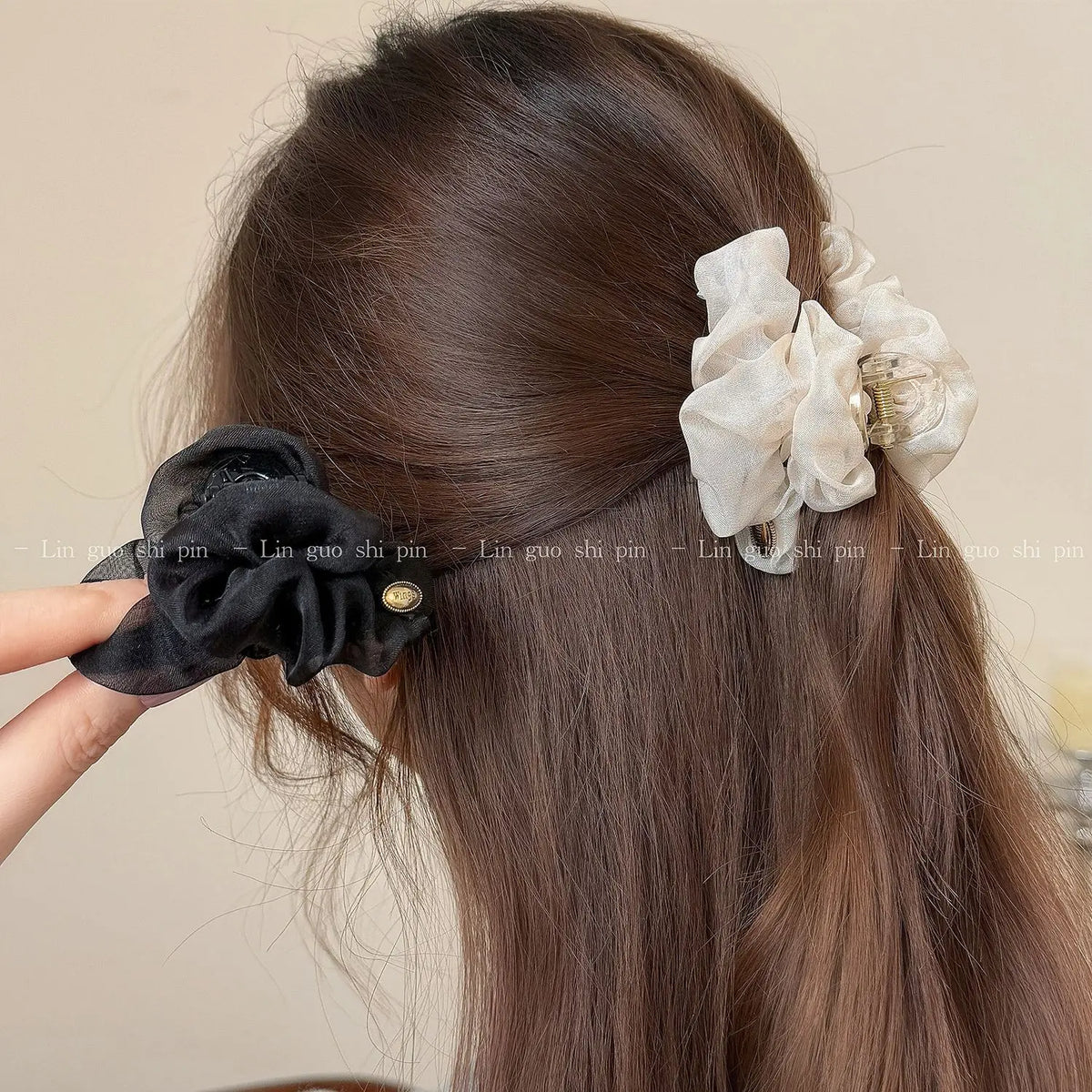 Mesh Pleated Half-Up Shark Claw Clip | Elegant Hair Clip Hair Claw Clip QXL