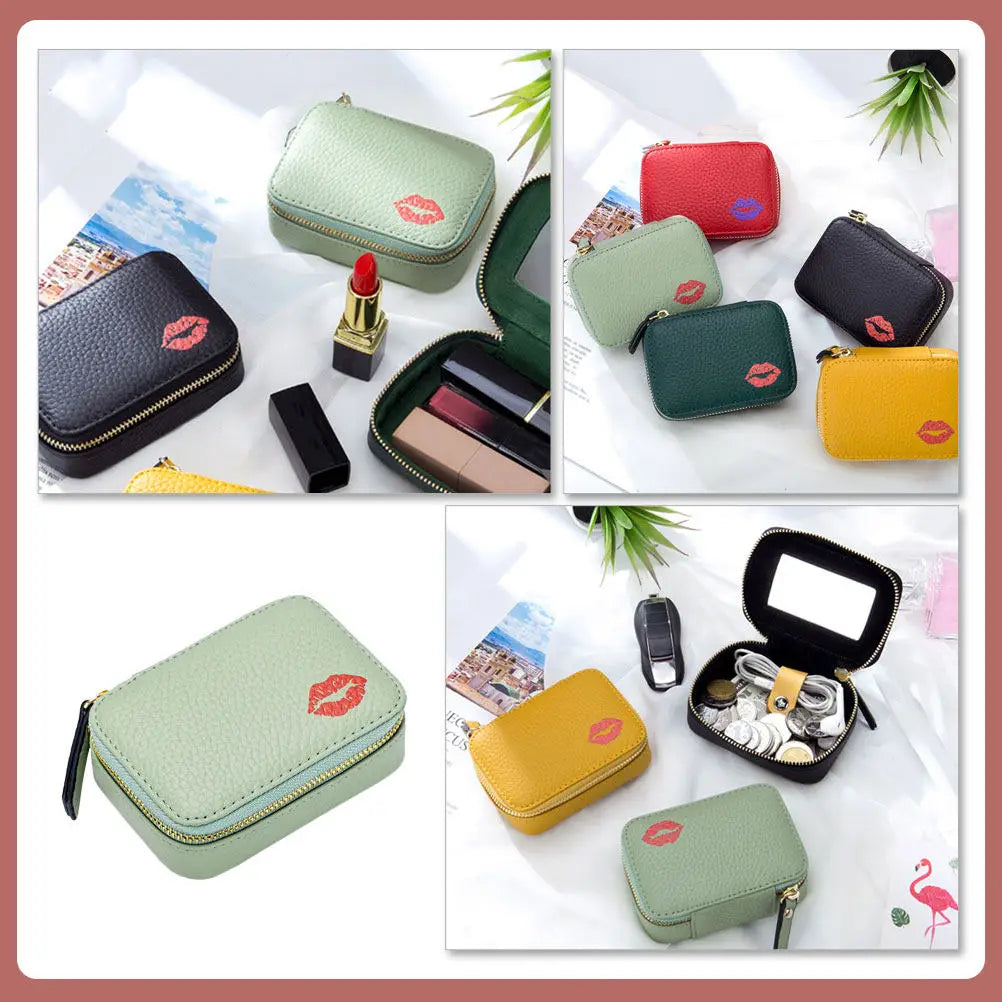 Portable Lipstick Bag with Mirror | Travel Makeup Pouch Lipstick Travel Pouch QXL