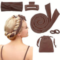 Heatless Silk Curler Kit with Sleep Mask & Shower Cap Heatless Hair Curler Kit QXL Brown 6PCS set