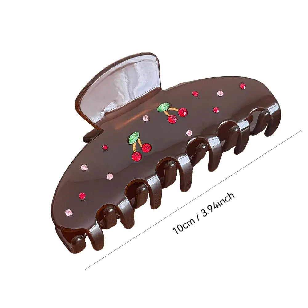 Acetate Hair Claw Clip | Cherry Rhinestone Floral Hairpin Hair Claw Clip QXL