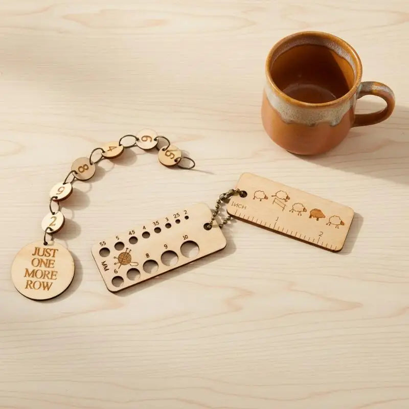 Wooden Knitting Ruler Gauge & Locking Stitch Markers Set Knitting Stitch Markers QXL