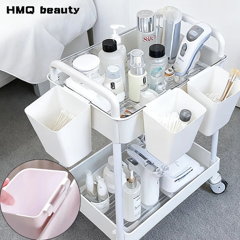 Rolling Plastic Salon Trolley Cart with Drawer & Storage Salon Storage Cart QXL