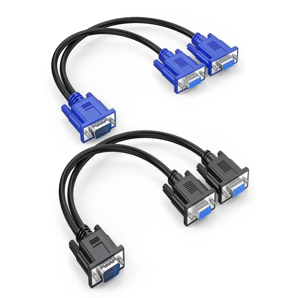 VGA Splitter Y Cable 1 Male to 2 Female | 1080P Screen Dup VGA Splitter Cable QXL
