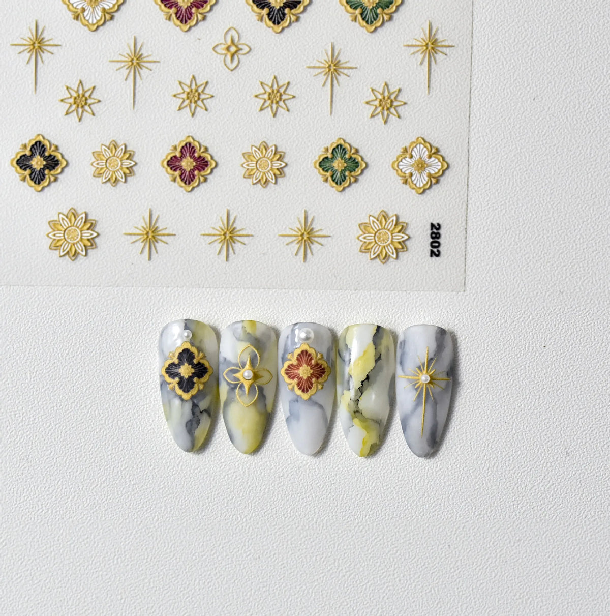 5D Luxury Gold & Silver Hot Stamping Nail Art Stickers Nail Art Stickers QXL