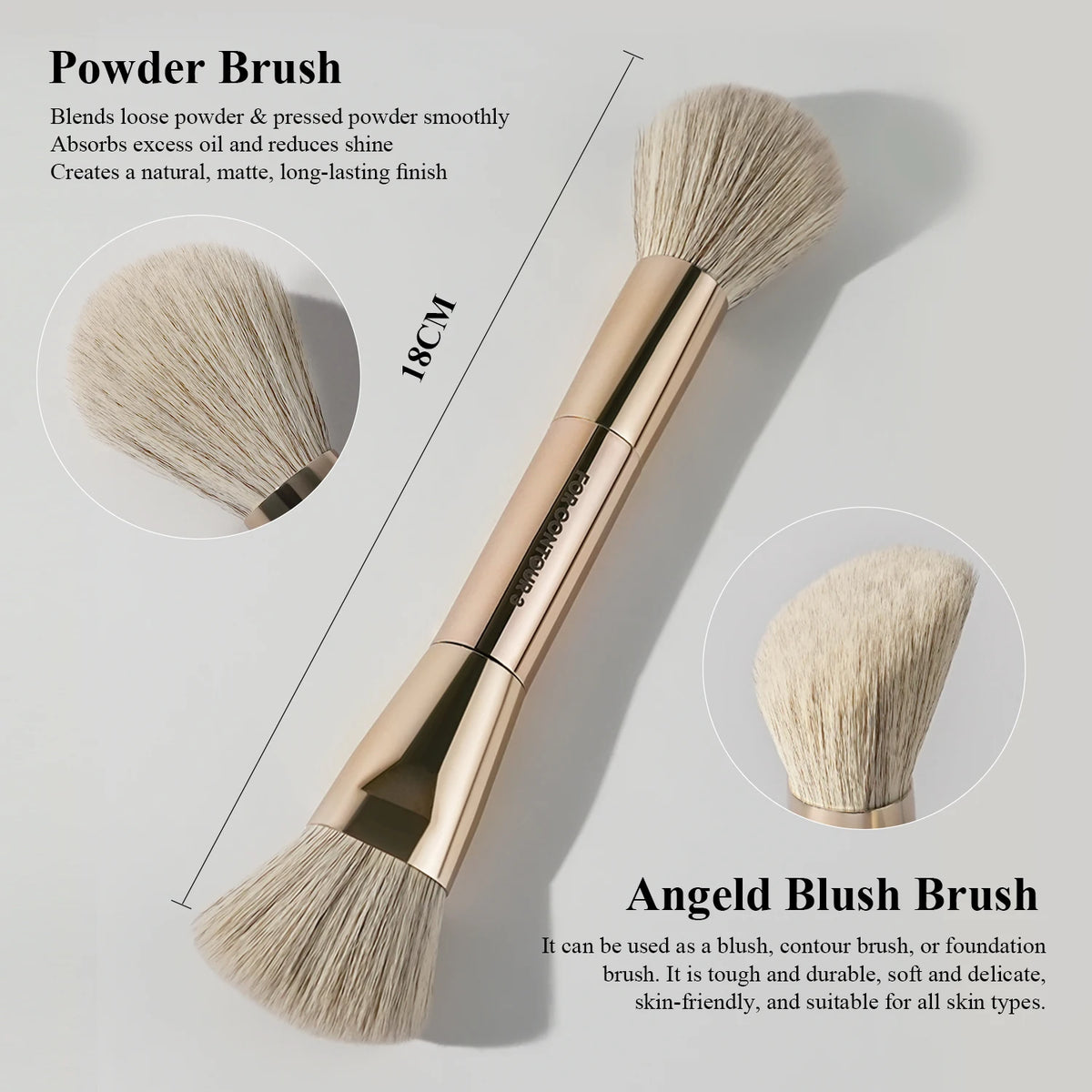 BEILI Double-Sided Makeup Brush Set – Cyan | Foundation & Eye Makeup Brush Set QXL
