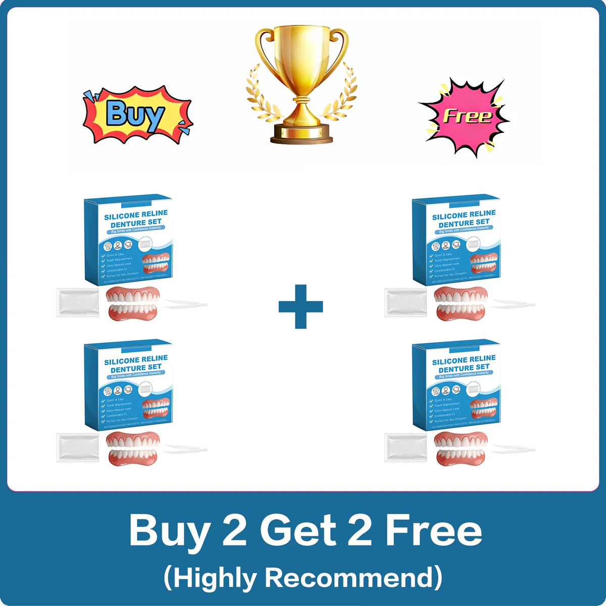 Silicone Temporary Denture Veneer Kit | Upper & Lower Set Temporary Denture Kit QXL Buy 2 Get 2 Free