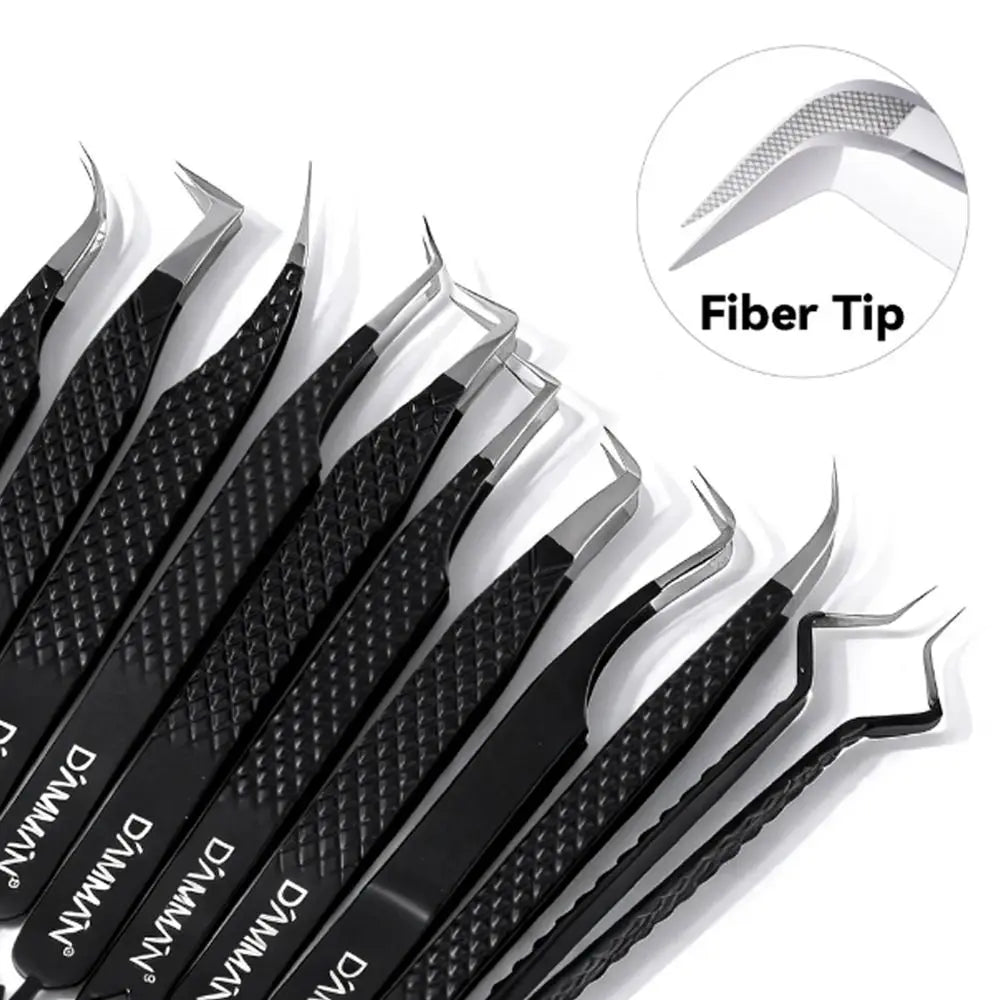 Flat Clamp Eyelash Extension Tweezers | Anti-Slip Fiber Tip Eyelash Extension Tweezers QXL
