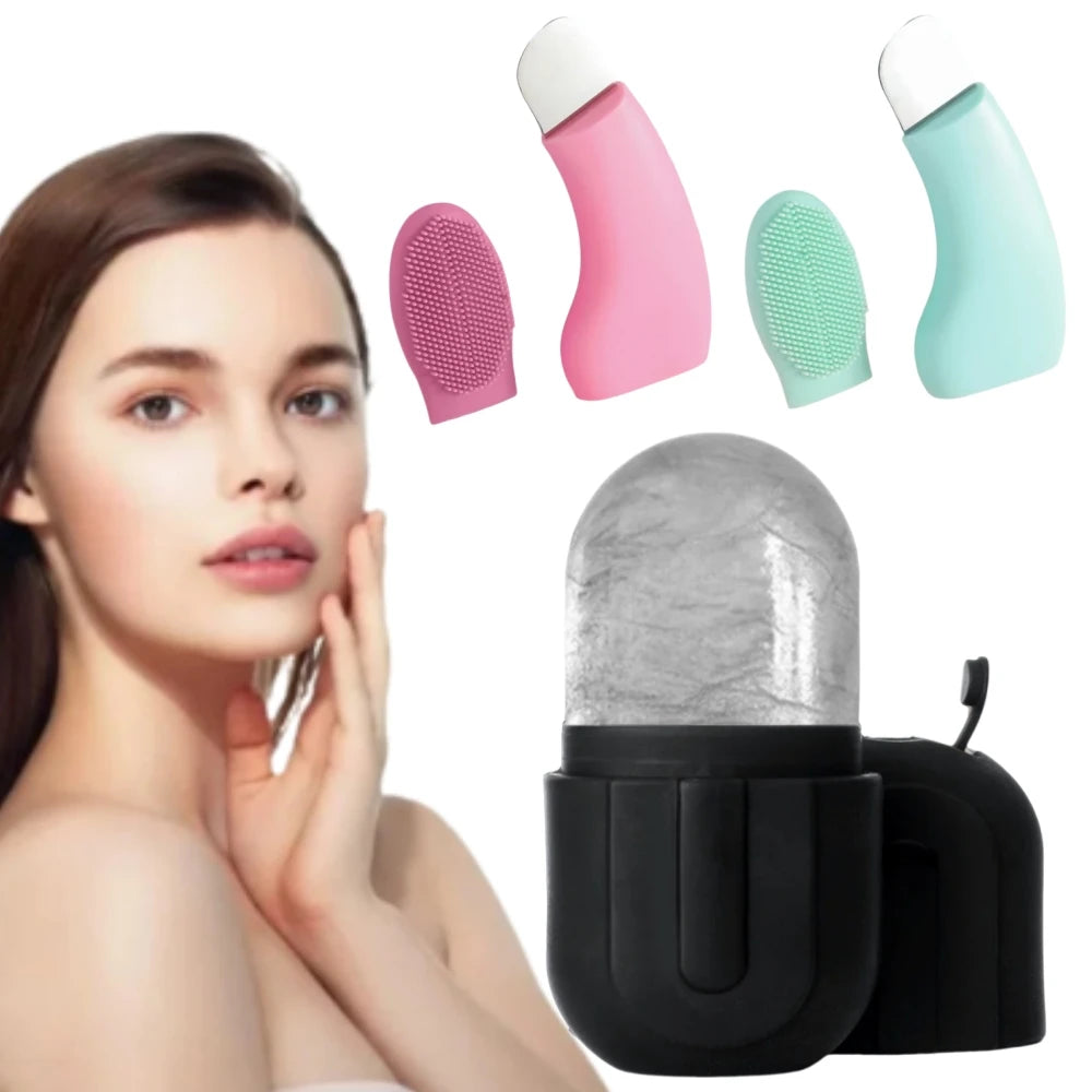 2-Pc Silicone Face Ice Roller & Blackhead Remover Set Face Ice Roller Set QXL