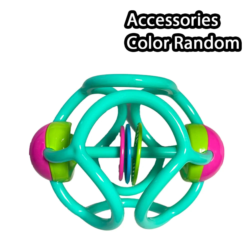 Baby Silicone Rattle Teether Ball | Newborn Sensory Toy 0–6M Baby Teether Rattle QXL green