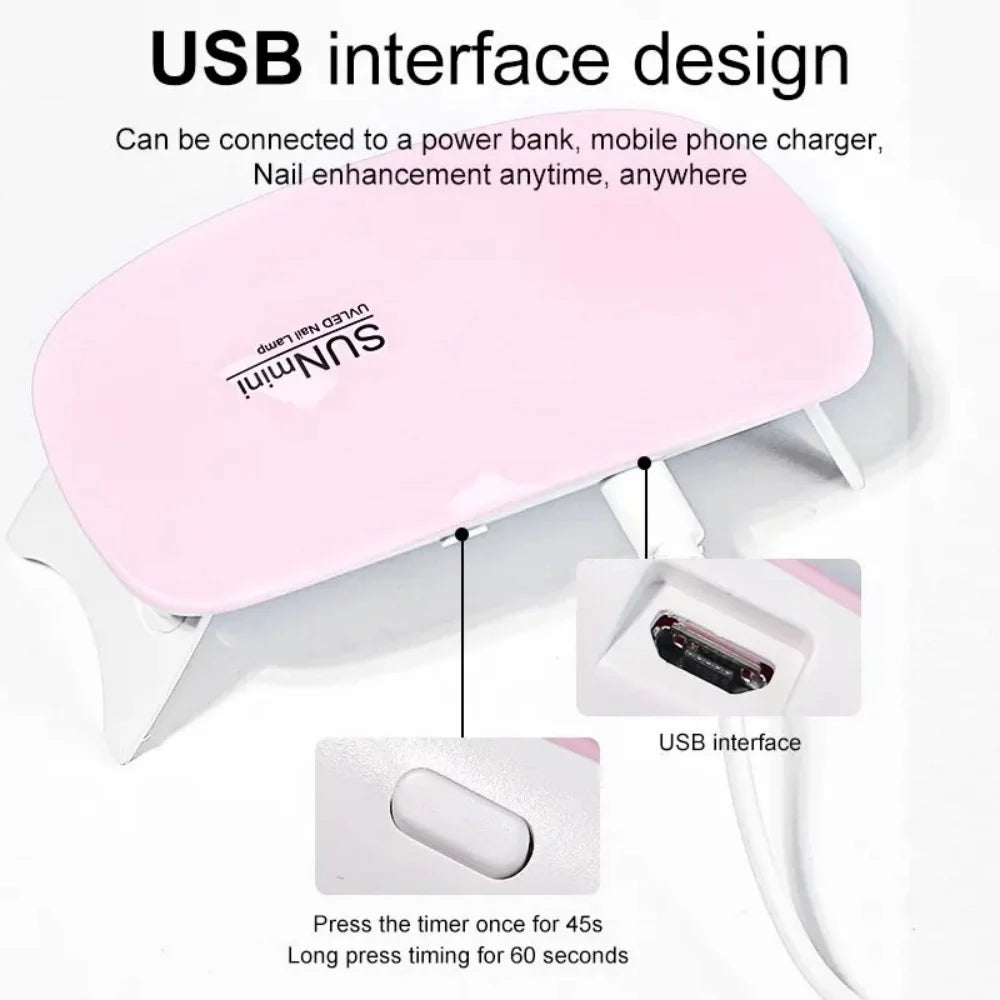 6W Foldable UV LED Nail Lamp | Portable USB Gel Polish Dryer UV LED Nail Lamp QXL