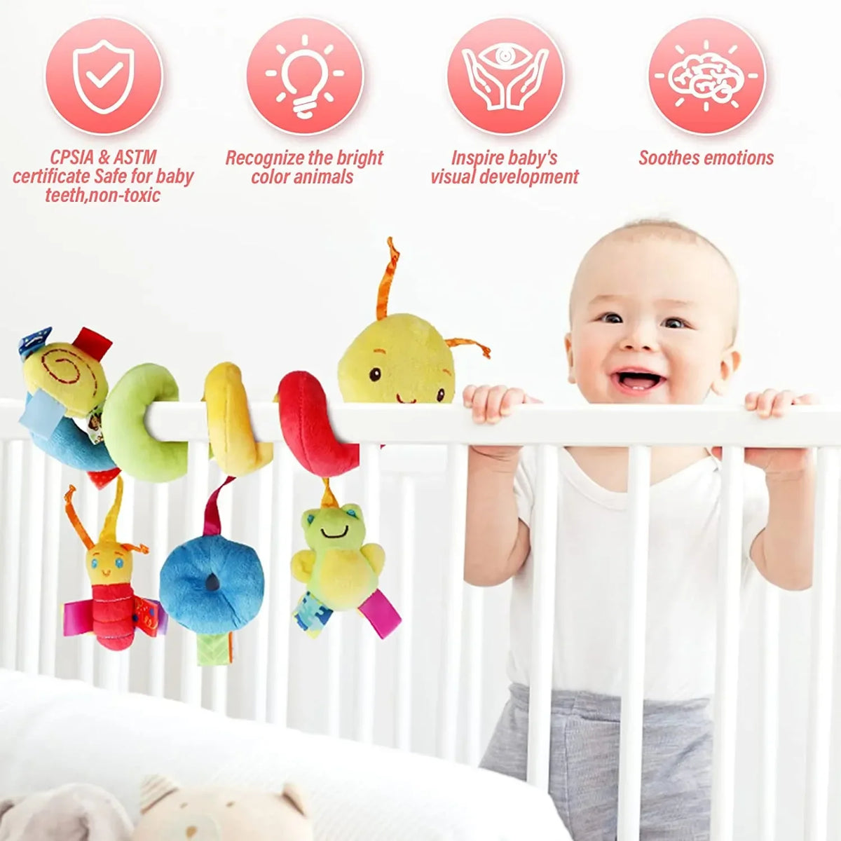 Spiral Baby Rattle Toy | Newborn Stroller & Car Seat 0–12M Infant Rattle Toy QXL