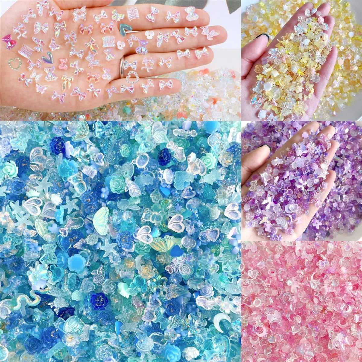 50-Pc 3D Kawaii Resin Nail Charms | Mixed Rhinestone Decor Nail Art Charms QXL
