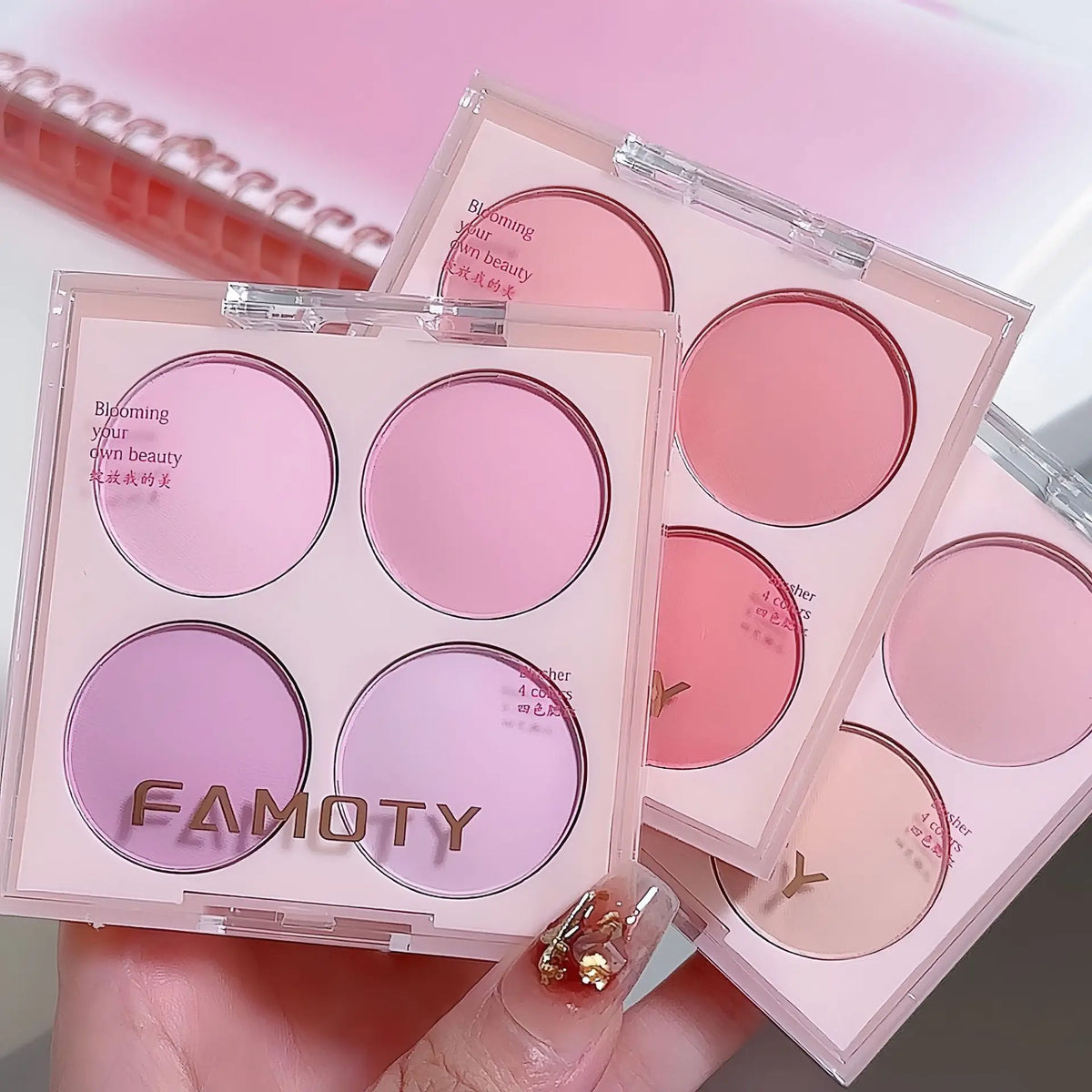 4-Color Matte Blush Powder Palette | Warm Cheek Tones Blush Powder Palette QXL