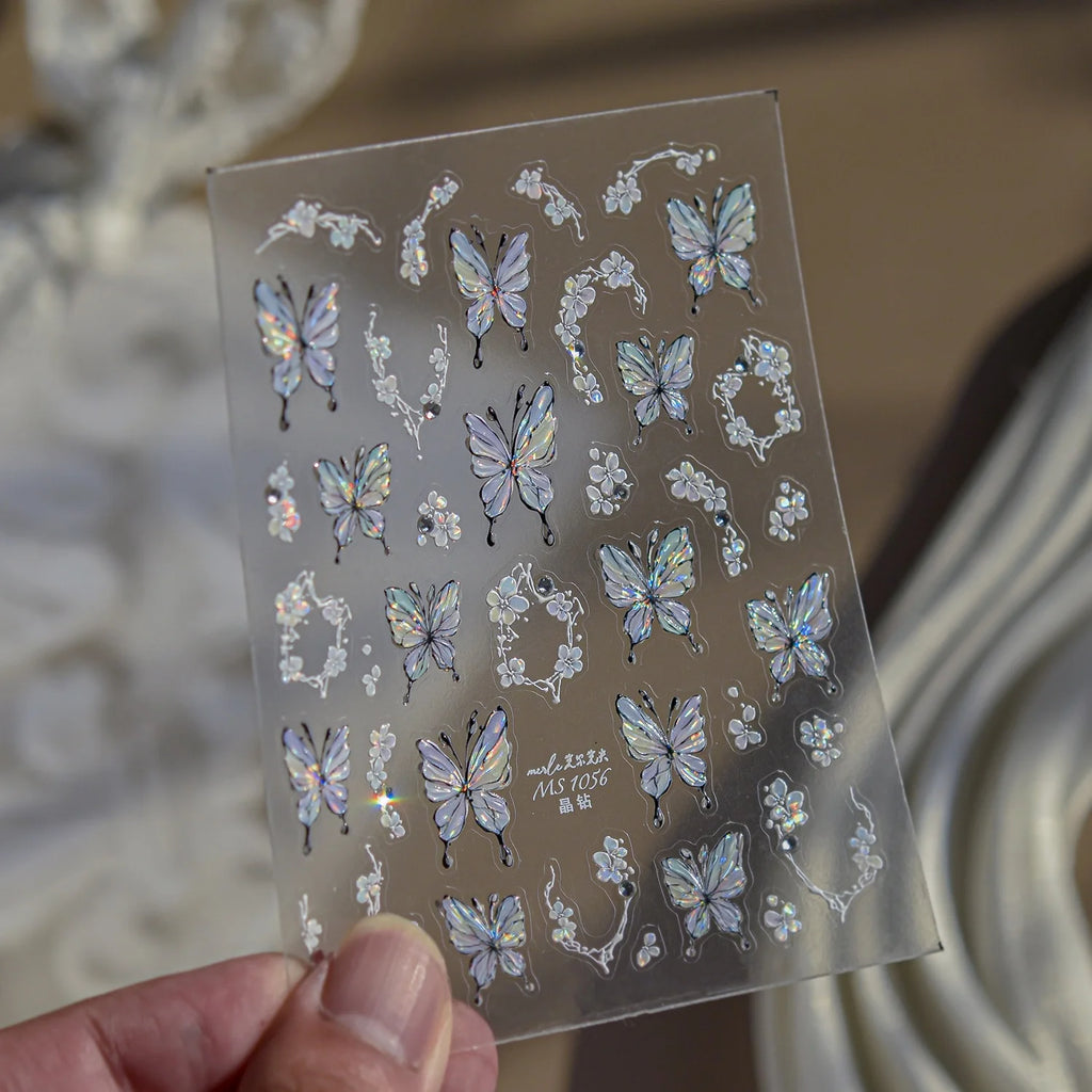 5D Butterfly Rhinestone Nail Stickers | Floral Vine Decals 5D Nail Stickers QXL MS1056JZ