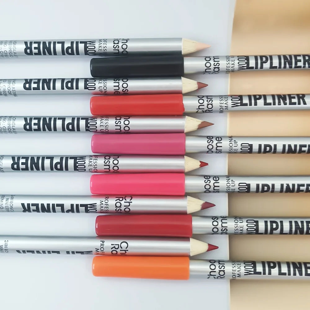 12-Pack Waterproof Matte Lip Liner Pencils | Wood Contour Set Lip Liner Set QXL