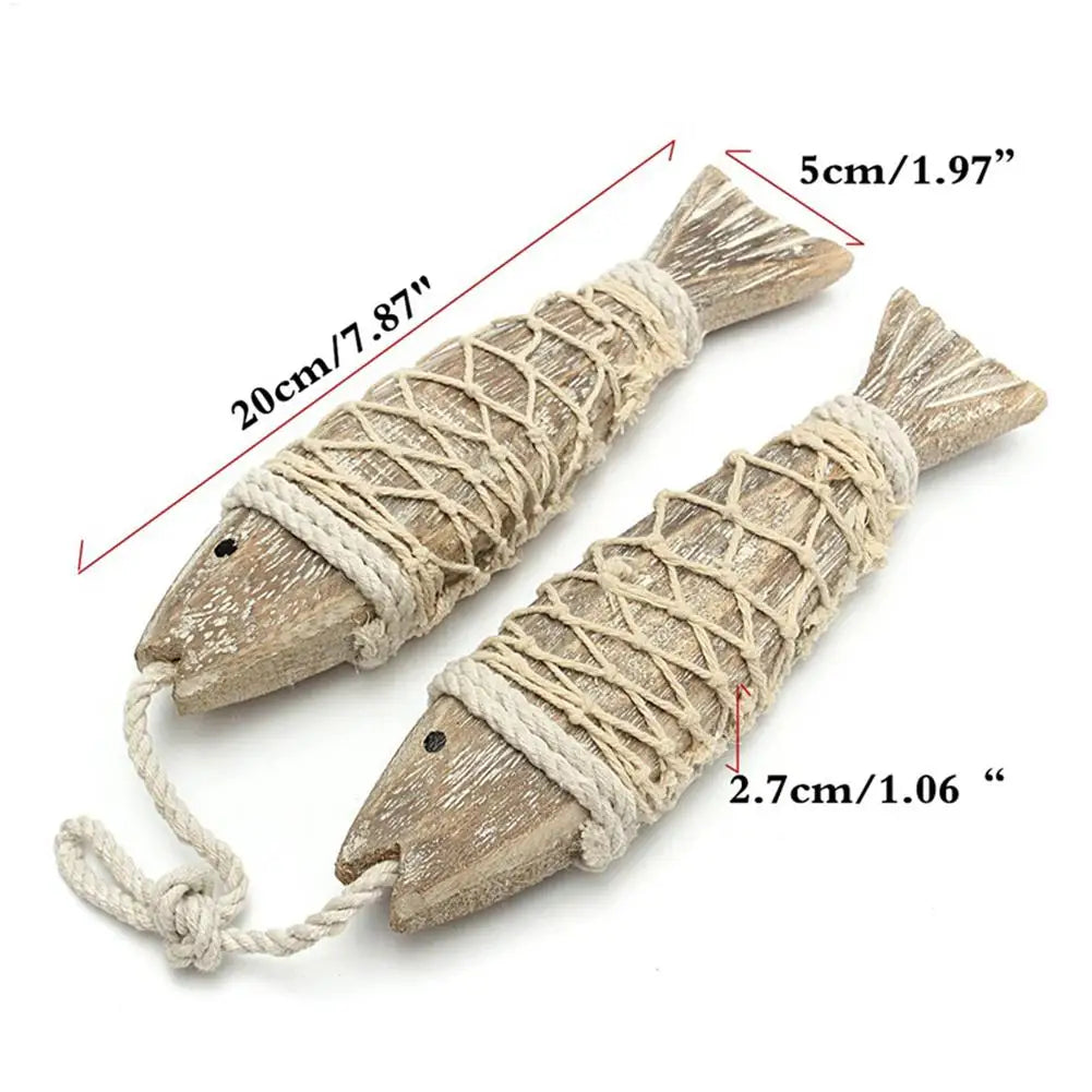2-Pack Antique Wood Fish Wall Sculpture | Nautical Home Decor Wood Wall Sculpture QXL