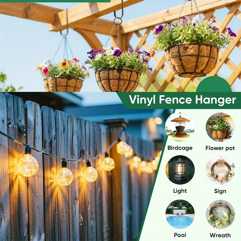 Rustproof Black Garden Fence Hooks | 2/4/8 Pack Outdoor Garden Fence Hooks QXL