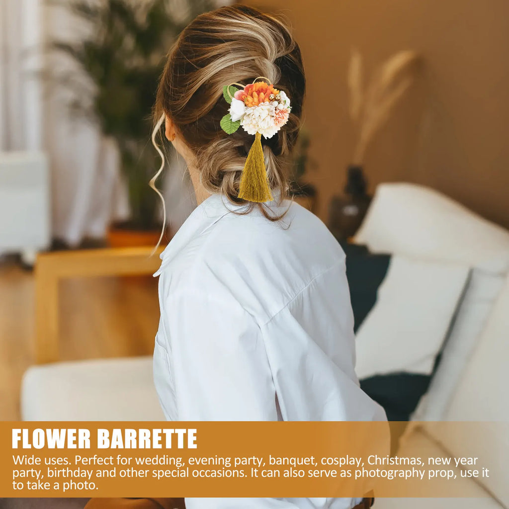 Japanese Silk Flower Hair Clip Barrette | Elegant Floral Women's Floral Hair Barrette QXL Default Title