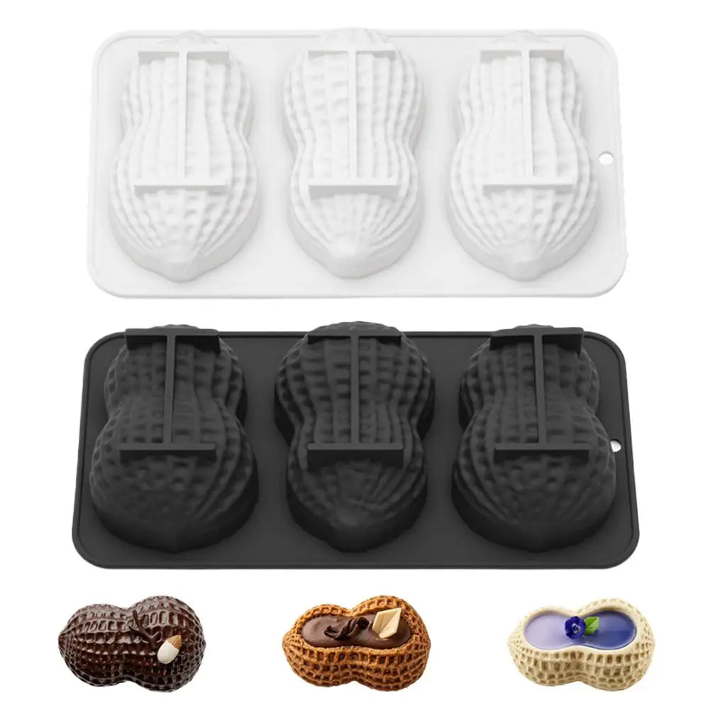 Peanut Shape Silicone Mold | 3-Cavity Mousse Cake & Dessert Silicone Baking Mold QXL