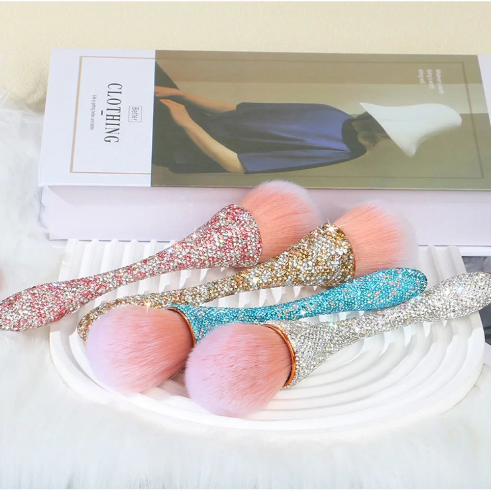 Fluffy Powder Brush | Soft Bristles & Diamond Rhinestone Handle Loose Powder Brush QXL