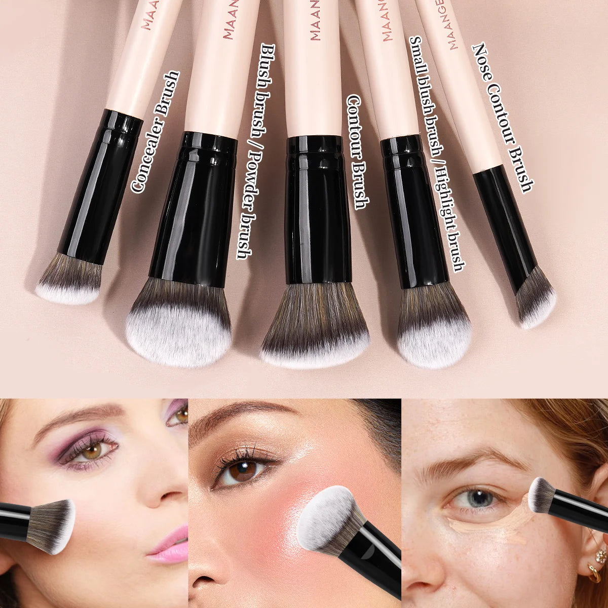 MAANGE 5-Pc Makeup Brush Set | Foundation & Concealer Brushes Makeup Brush Set QXL