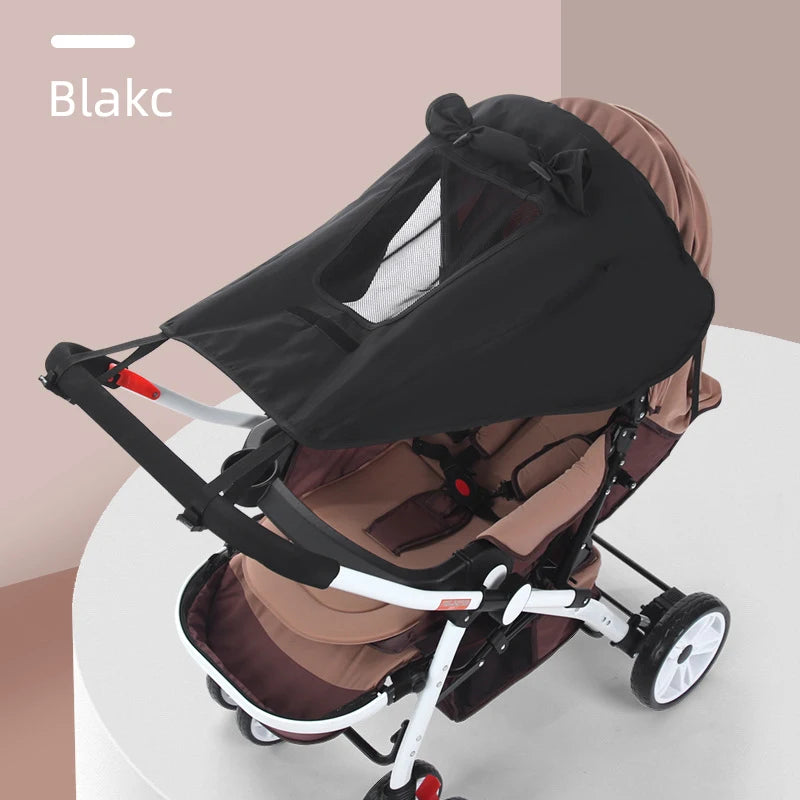 Universal Baby Stroller Sunshade Canopy Cover – UPF 50+ Stroller Sunshade Cover QXL Black with viewing