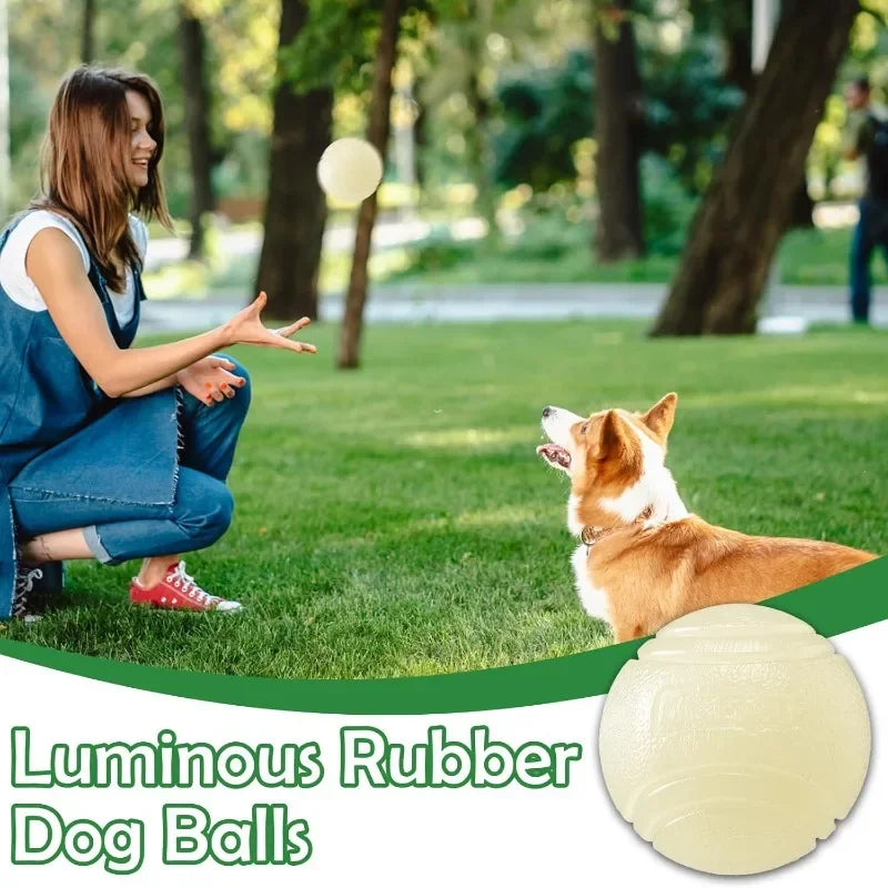 Glow in the Dark Dog Balls | 3-Pack Rubber Chew & Bounce Toy Dog Chew Toy QXL
