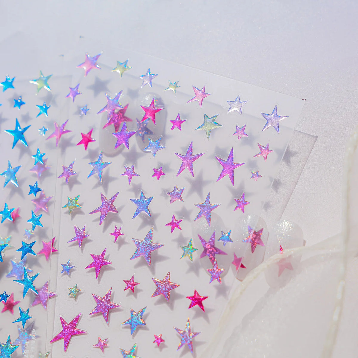 Kawaii Glitter Jelly Star Nail Stickers – Gradient Self-Adhesive Nail Art Stickers QXL
