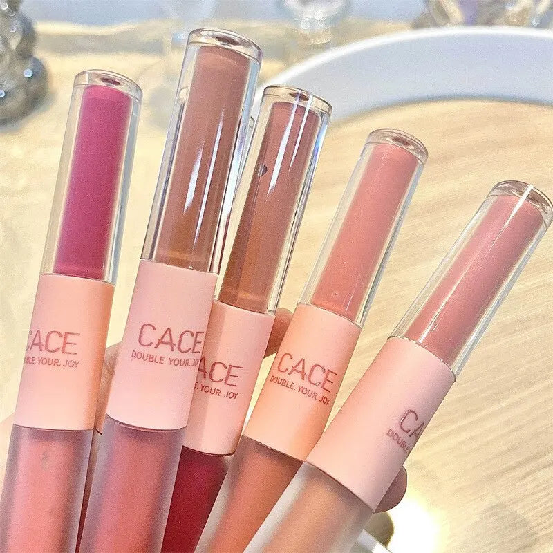 MAXFINE Double-End Lip Glaze | Mirror Gloss & Matte Velvet Lip Glaze QXL