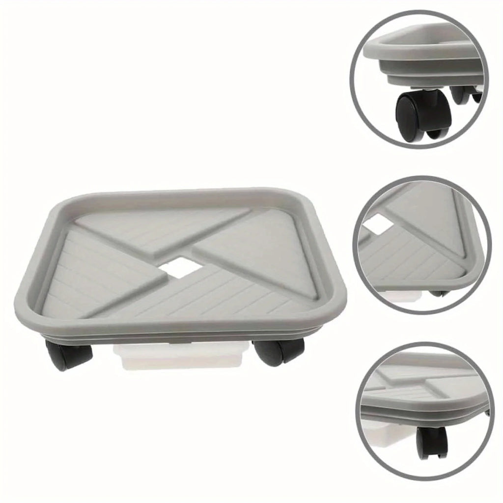Rolling Plant Caddy with Drainage Tray & 4 Swivel Wheels Plant Pot Caddy QXL
