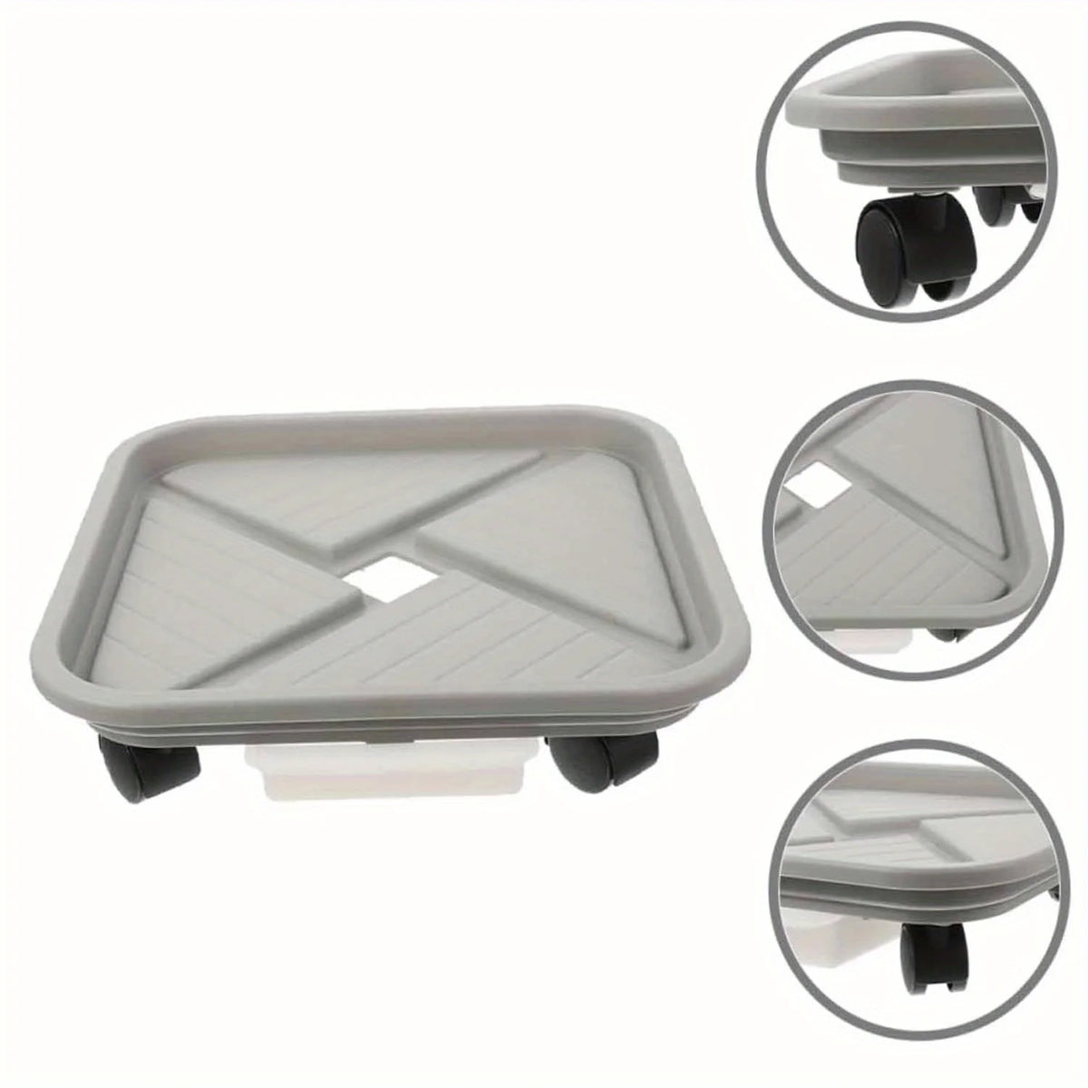 Rolling Plant Caddy with Drainage Tray & 4 Swivel Wheels Plant Pot Caddy QXL