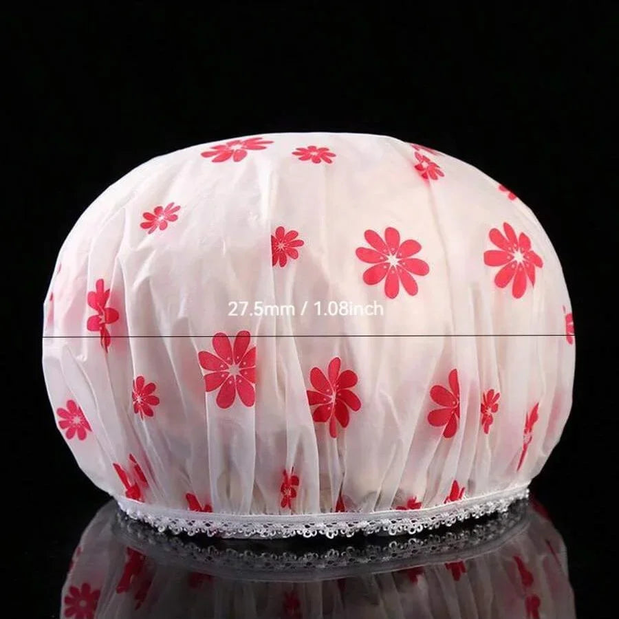5-Pack Waterproof PEVA Shower Caps | Cartoon Prints for Women Shower Cap Set QXL