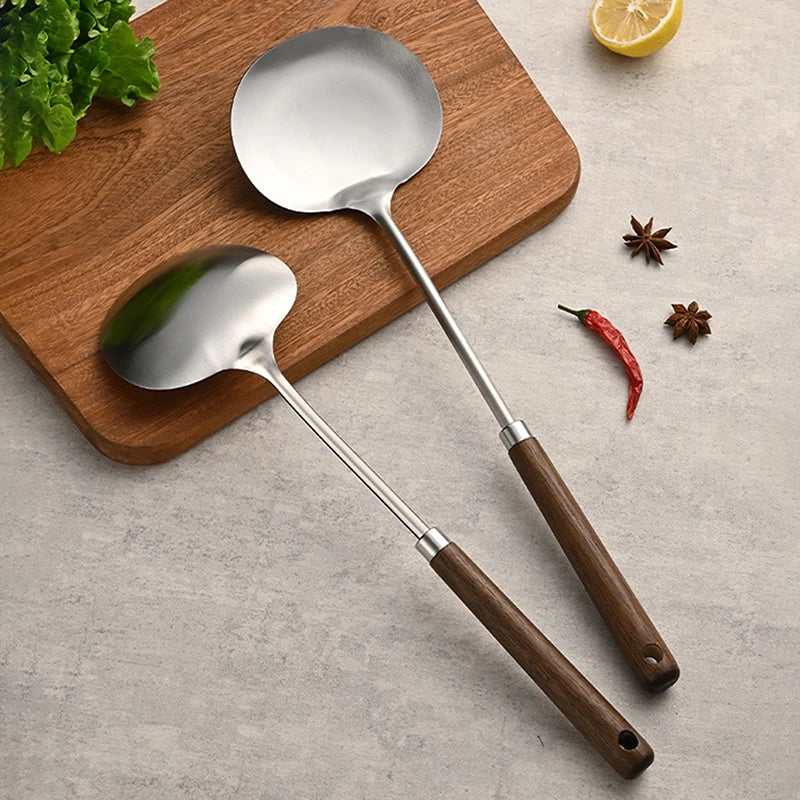 Stainless Steel Wok Spatula with Walnut Handle | 3 Sizes Wok Spatula QXL