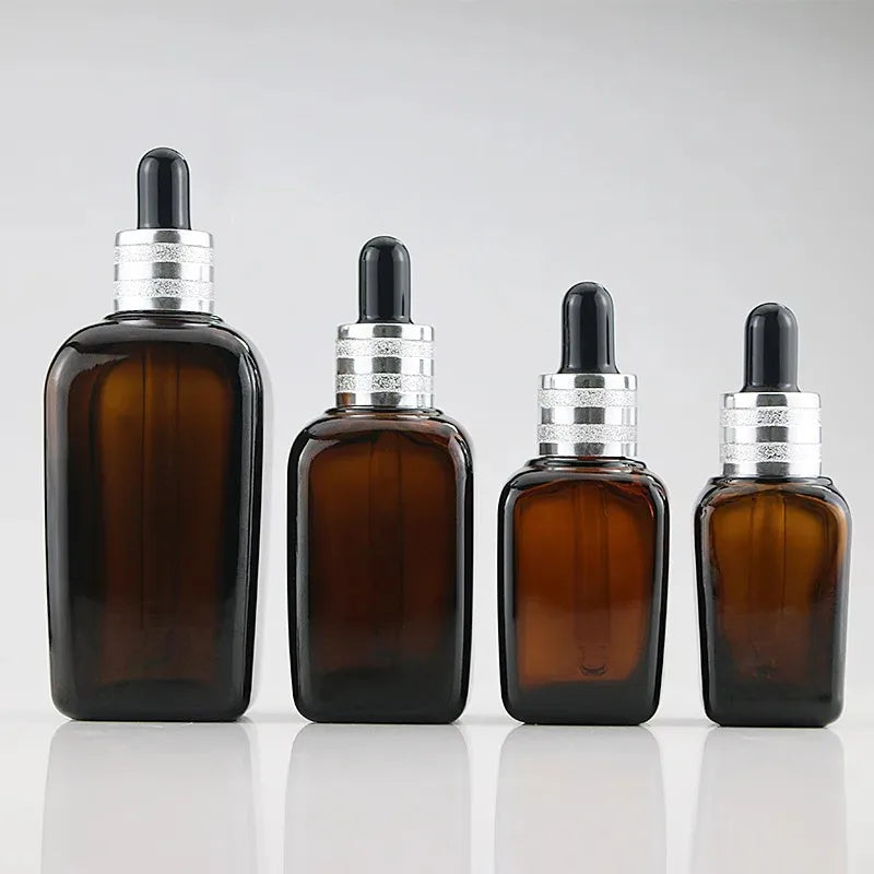Amber Glass Dropper Bottles 10ml–100ml | Tincture & Serum Bottles Glass Dropper Bottle QXL 10ml silver black Glass