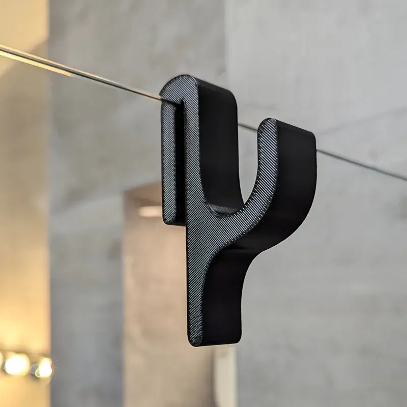 No-Drill Shower Door Hook | 8mm Frameless Glass Hanger Shower Door Hook QXL Black