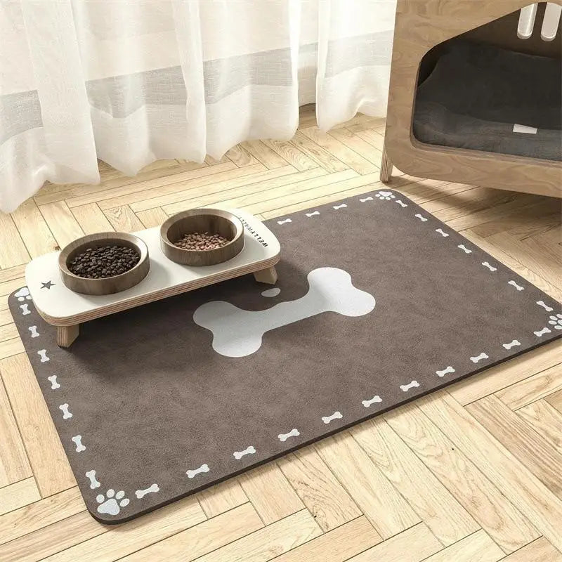 Diatomaceous Earth Pet Placemat | Quick-Dry Dog & Cat Bowl Mat Pet Feeding Mat QXL