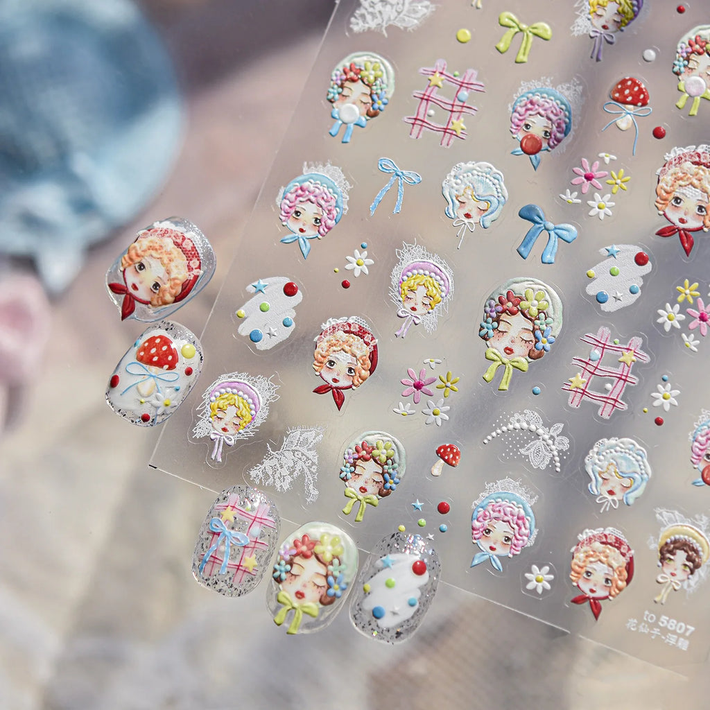 5D Retro Lolita Nail Stickers – Fairy Tale Nail Art Decals Nail Art Stickers QXL