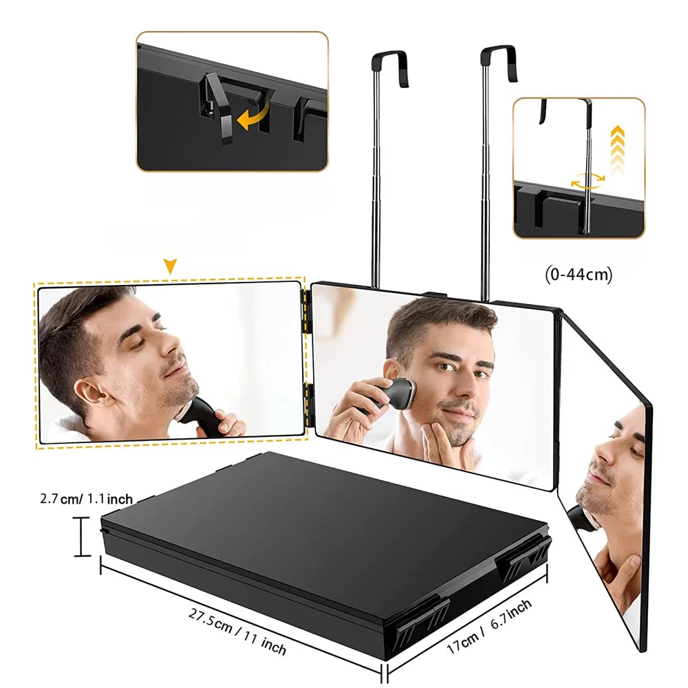 3-Way Trifold Mirror for Self Hair Cutting | 360° Barber Mirror Trifold Barber Mirror QXL