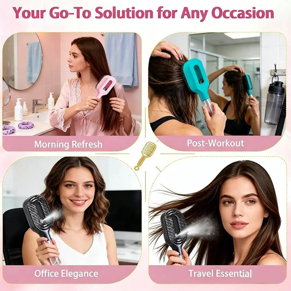 Refillable Spray Hair Comb | Mist Detangling Styling Brush Spray Detangling Comb QXL