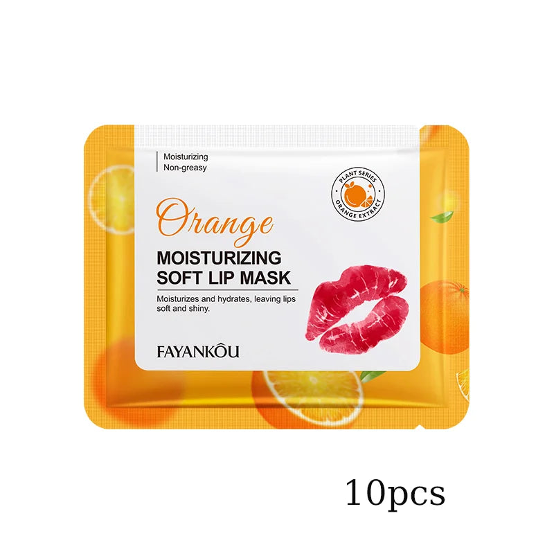 10-Pack Orange Lip Mask Sheets | Moisturizing Velvet Lip Patch Lip Mask Sheets QXL 10pcs
