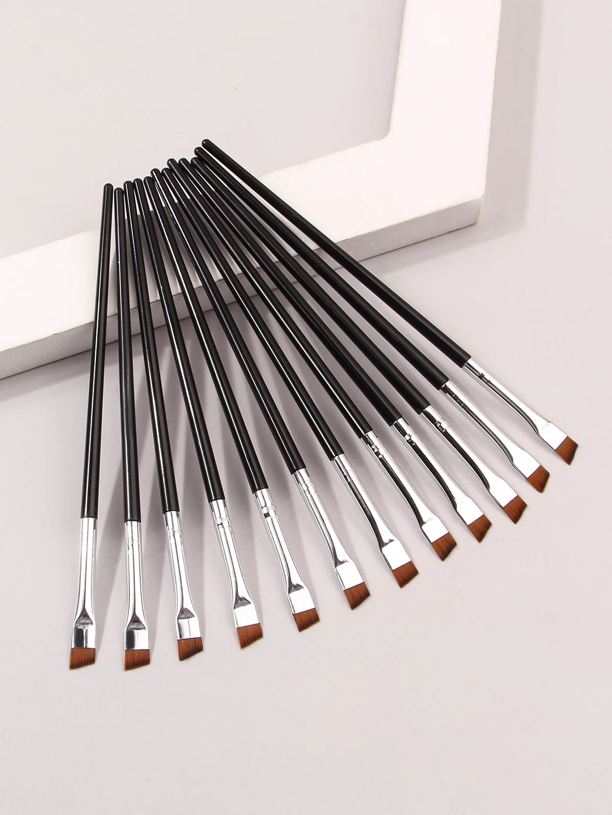 12-Pc Ultra-Fine Eyeliner & Eyebrow Brush Set – Soft Tips Eye Makeup Brush Set QXL