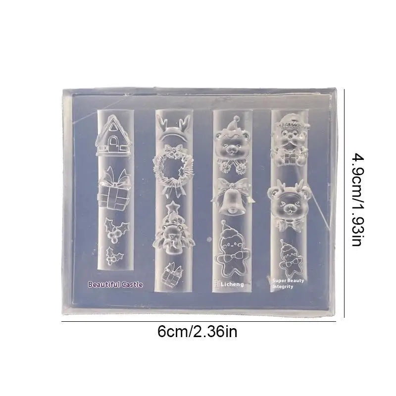 3D Christmas Silicone Nail Art Mold | Santa & Snowman DIY Silicone Nail Mold QXL one size
